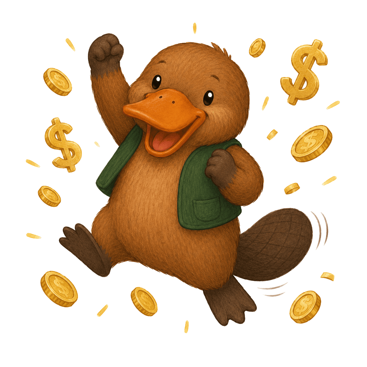 Flip the Platypus celebrating a first flip
